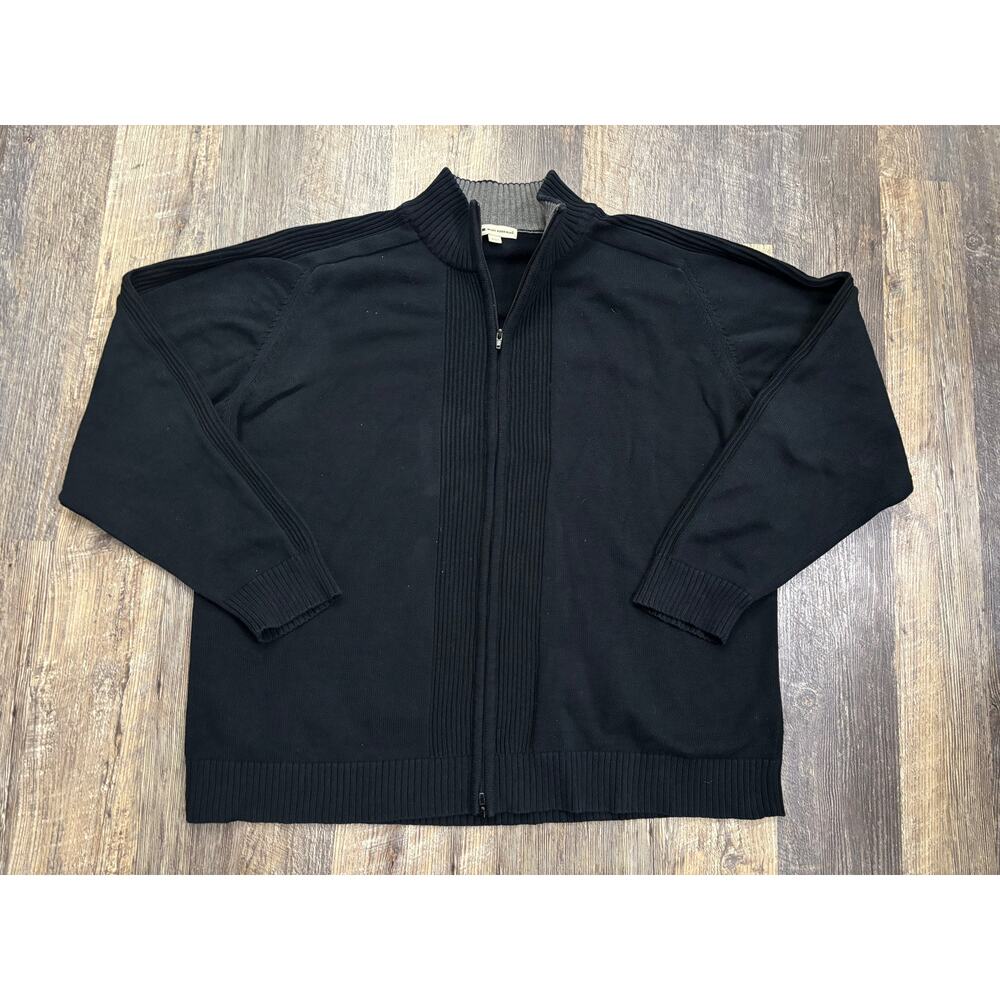 Wilke Rodriguez Mens 3XLT Black Full‎ Zip Cotton Cardigan Sweater Mock Neck Tall